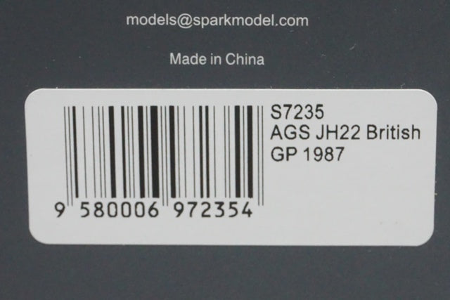 1:43 SPARK S7235 AGS JH22 British GP 1987 #14 P.Fabre