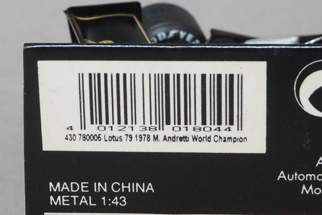 1:43 MINICHAMPS 430780005 Lotus 79 M.Andretti World Champion 1978#5