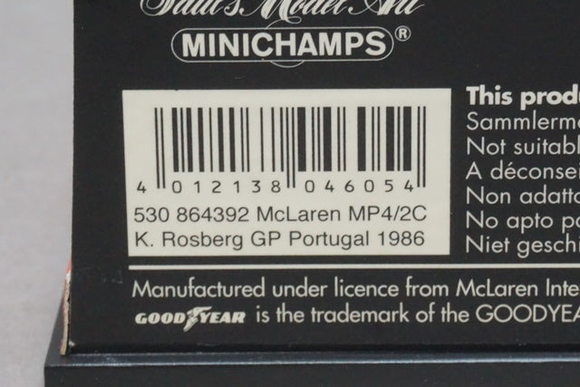 1:43 MINICHAMPS 530864392 McLaren TAG Turbo MP4/2C K.Rosberg Portuguese GP 1986 #2