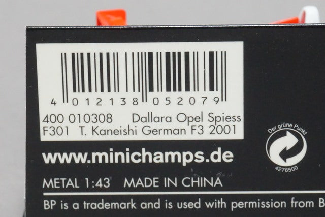1:43 MINICHAMPS 400010308 Dallara Opel Spice F301 2001 Katsutoshi Kaneishi #8