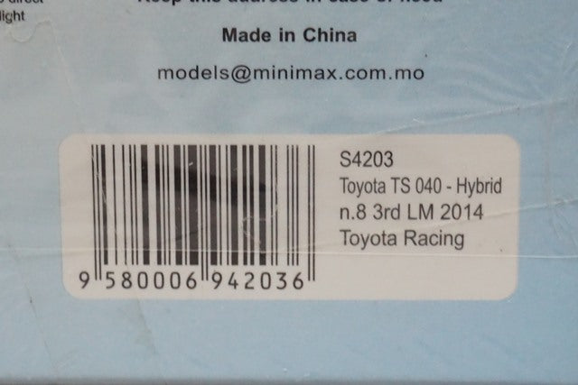 1:43 SPARK S4203 Toyota Racing TS040 Hybrid #8 LM 2014 #8 A.DAVIDSON