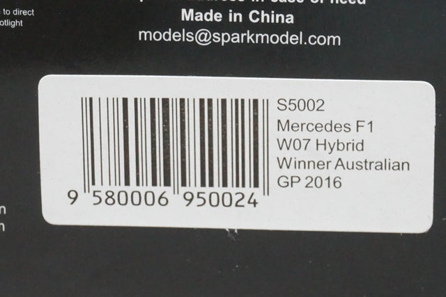 1:43 SPARK S5002 Mercedes F1 W07 Hybrid Australian GP Winner 2016 #6 Nico Rosberg