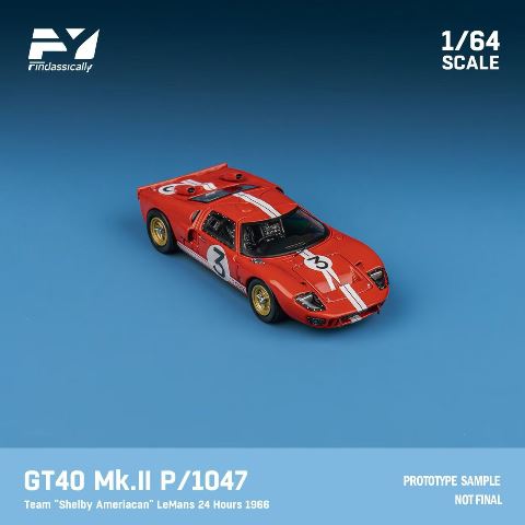 FY64090 Finclassically 1:64 GT40 Mk.II P1047 “Shelby American” LeMans 24 Hours 1966 #3 Red