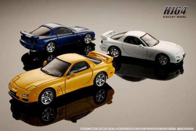 HJ647007BBL Hobby Japan 1:64 Mazda RX-7 (FD3S) TYPE R Bathurst with engine display model Innocent Blue Mica