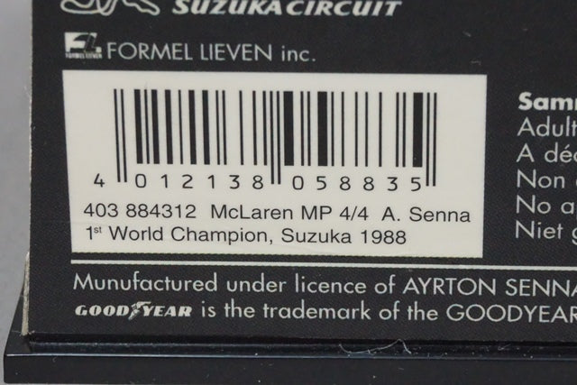 1:43 MINICHAMPS 403884312 McLaren Honda MP4/4 World Champion A.Senna 1988 #12