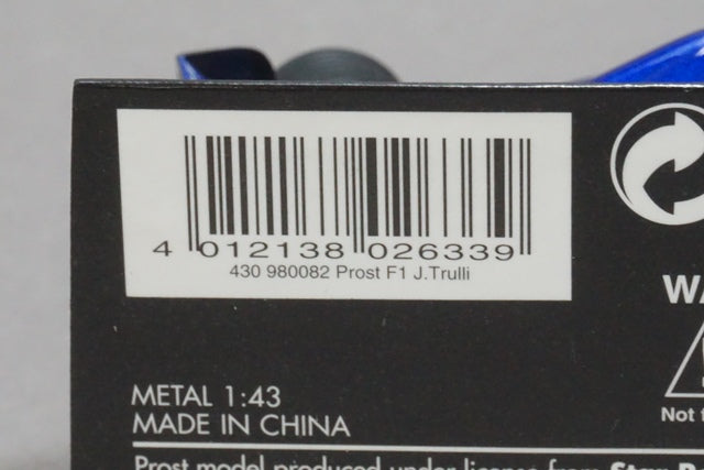 1:43 MINICHAMPS 430980082 Prost F1 Peugeot 1998 J.Trulli #12