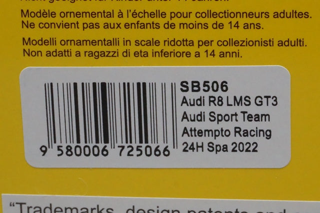 1:43 SPARK SB506 Audi R8 LMS GT3 24h SPA 2022 #66