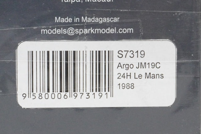 1:43 SPARK S7319 Argo JM19C Le Mans 1988 #191