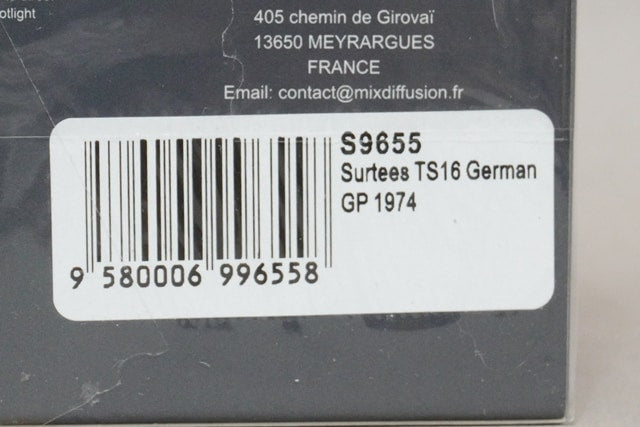1:43 SPARK S9655 Surtees TS16 D.Bell Germany GP 1974 #18