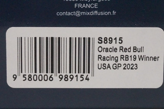 1:43 SPARK S8915 Oracle Red Bull Racing RB19 Winner USA GP 2023 #1 Max Verstappen