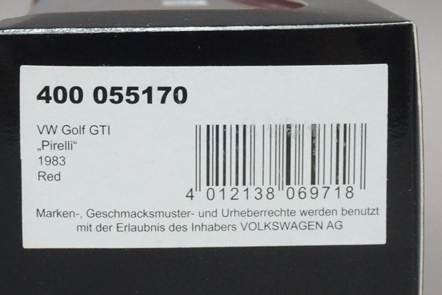 1:43 MINICHAMPS 400055170 VW Volks Wagen Golf I GTI Pirelli 1983 Red