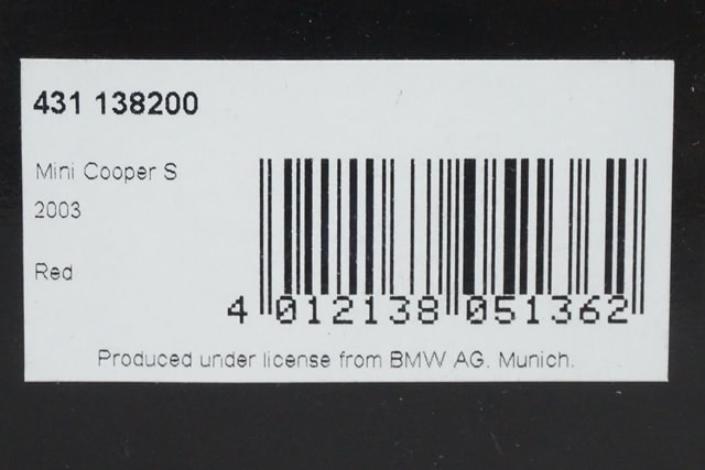 1:43 MINICHAMPS 431138200 BMW Mini Cooper S 2003 Red