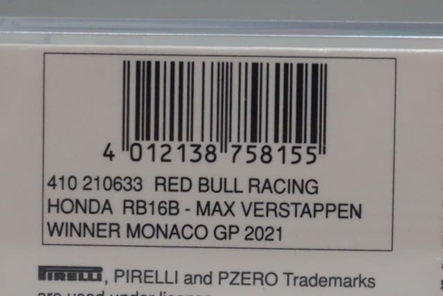 1:43 MINICHAMPS 410210633 Honda Red Bull Racing RB16B Monaco GP Winner 2021 #33 M. Verstappen