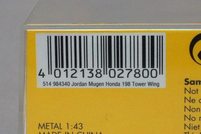 1:43 MINICHAMPS 514984340 Mugen Honda 198 Tower Wing 1998 #10 R. Schumacher