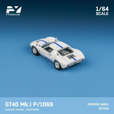 FY64078 Finclassically 1:64 Ford GT40 Mk.I P1069 Pearl White Road Car Version