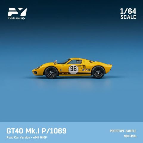 FY64095 Finclassically 1:64 GT40 Mk.I P1069 #98 Yellow Road Car Version