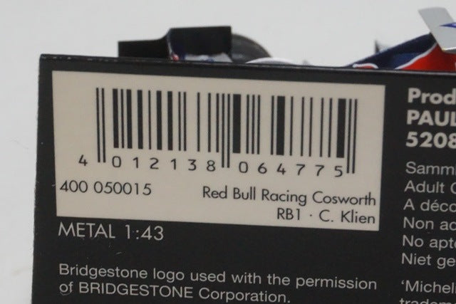 1:43 MINICHAMPS 400050015 Red Bull Racing Cosworth RB1 #15 C. Klien model car
