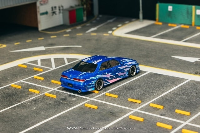 T64G-024-BL Tarmac Works 1:64 Toyota VERTEX Mark II JZX100 Blue Metallic model car