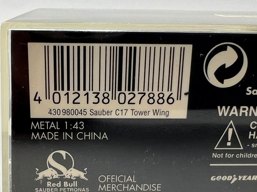 1:43 MINICHAMPS 430980045 Sauber C17 Petronas Tower Wing #15 J.Herbert model car