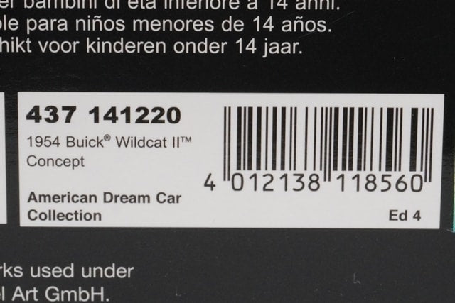 1:43 MINICHAMPS 437141220 Buick Wildcat 2 Concept 1954 model car