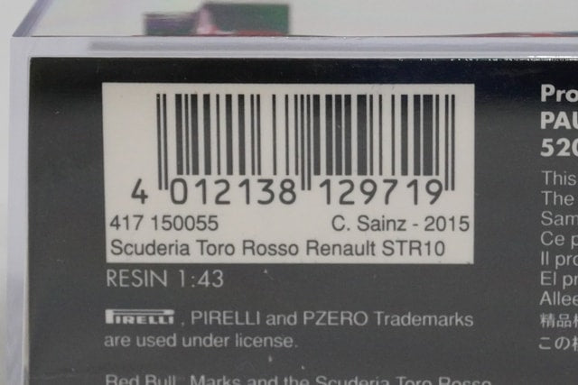 1:43 MINICHAMPS 417150055 Scuderia Toro Rosso Renault STR10 2015 #55 C.Sainz Jr. model car