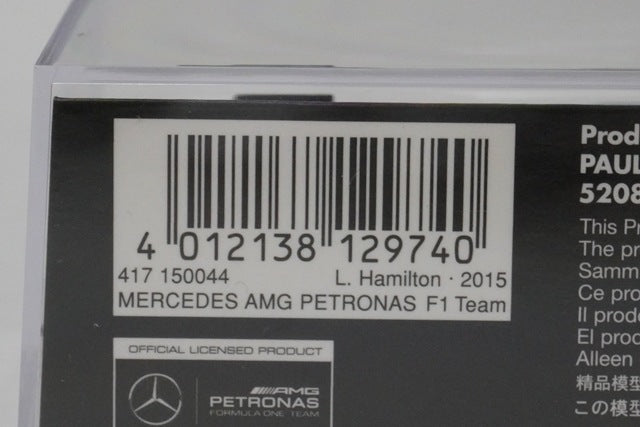 1:43 MINICHAMPS 417150044 Mercedes-AMG Petronas W06 Malaysia 2015 #44 model car