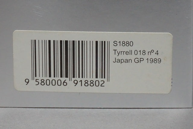 1:43 SPARK S1880 Tyrrell 018 Japan GP 1989 #4 J.Alesi CAMEL