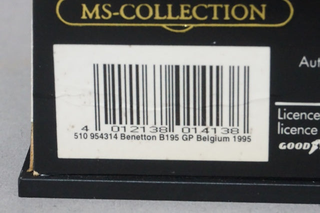 1:43 MINICHAMPS 510954314 Benetton Renault B195 Belgian GP 1995 M. Schumacher #1 MSC No.20
