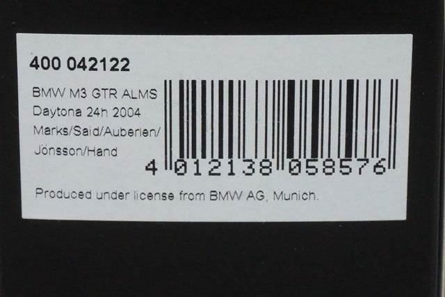 1:43 MINICHAMPS 400042122 BMW M3 GTR 24h Daytona 2004 #22