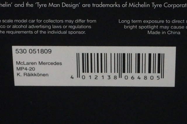 1:18 MINICHAMPS 530051809 McLaren Mercedes MP4-20 K.Raikkonen #9