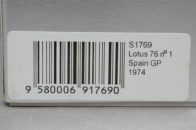 1:43 SPARK S1769 Lotus 76 Spain GP 1974 #1 JPS model car