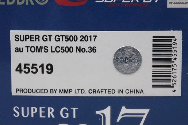 1:43 EBBRO 45519 Lexus au TOM'S LC500 Super GT GT500 2017 #36