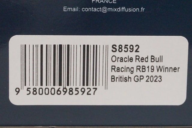 1:43 SPARK S8592 Oracle Red Bull Racing RB19 British GP Winner 2023 #1 Max Verstappen