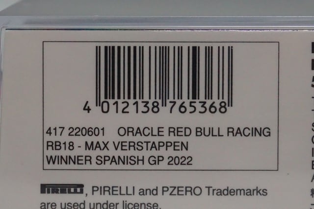 1:43 MINICHAMPS 417220601 ORAC Red Bull Racing RB18 Spanish GP #1 M. Verstappen