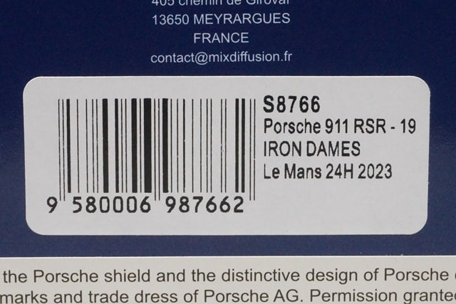 1:43 SPARK S8766 Porsche 911 RSR-19 Iron Dames LM 24H 2023 #85 model car
