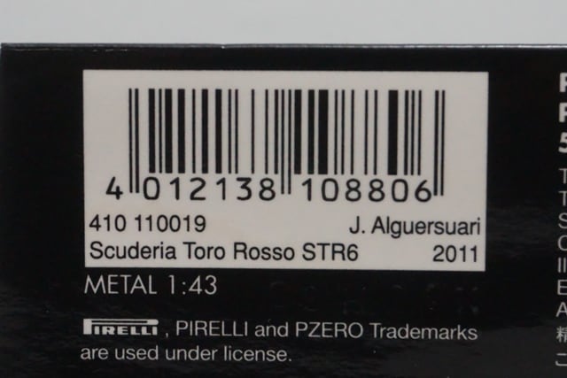 1:43 MINICHAMPS 410110019 Scuderia Toro Rosso STR6 2011 #19 J.Alguersuari