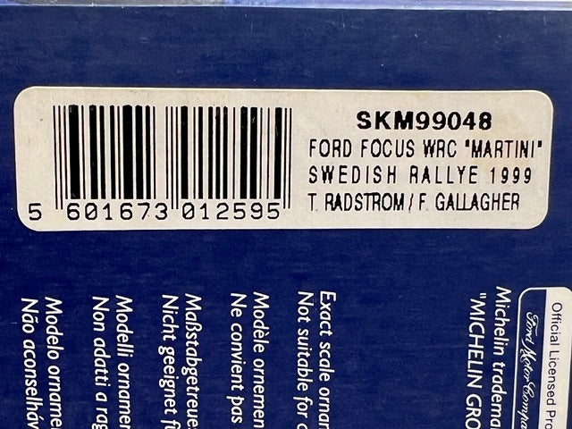 1:43 VITESSE SKM99048 Ford Focus WRC Martini SWEDISH Rally 1999 #8 T. Radstrom F. Gallagher model car