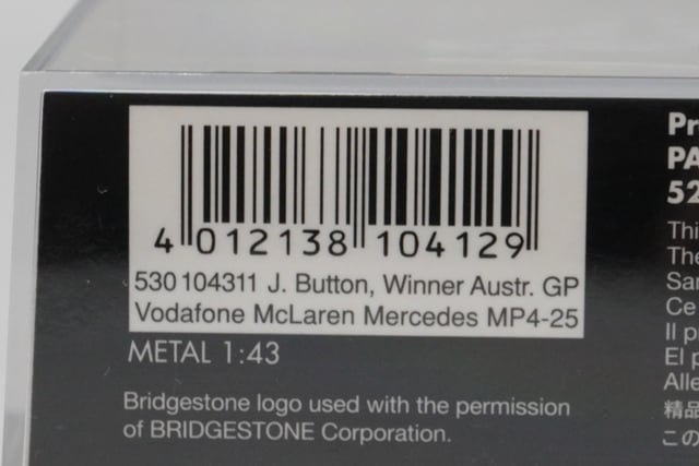 1:43 MINICHAMPS 530104311 Vodafone McLaren Mercedes MP4-25 Australian GP 2010 #1 model car