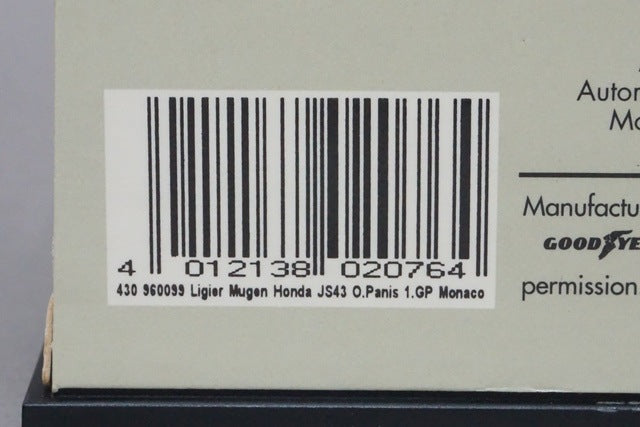1:43 MINICHAMPS 430960099 Ligier Mugen Honda JS43 Monaco GP Winner O.Panis 1996 #9
