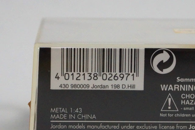 1:43 MINICHAMPS 430980009 Jordan Mugen Honda 198 #9 D.Hill