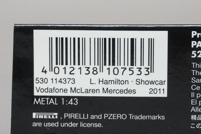 1:43 MINICHAMPS 530114373 Vodafone McLaren Mercedes Show Car 2011 #3 L. Hamilton