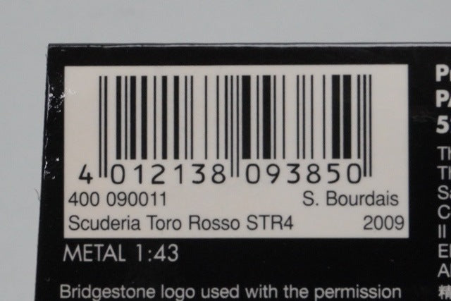 1:43 MINICHAMPS 400090011 Scuderia Toro Rosso STR4 2009 #11 S.Bourdais model car