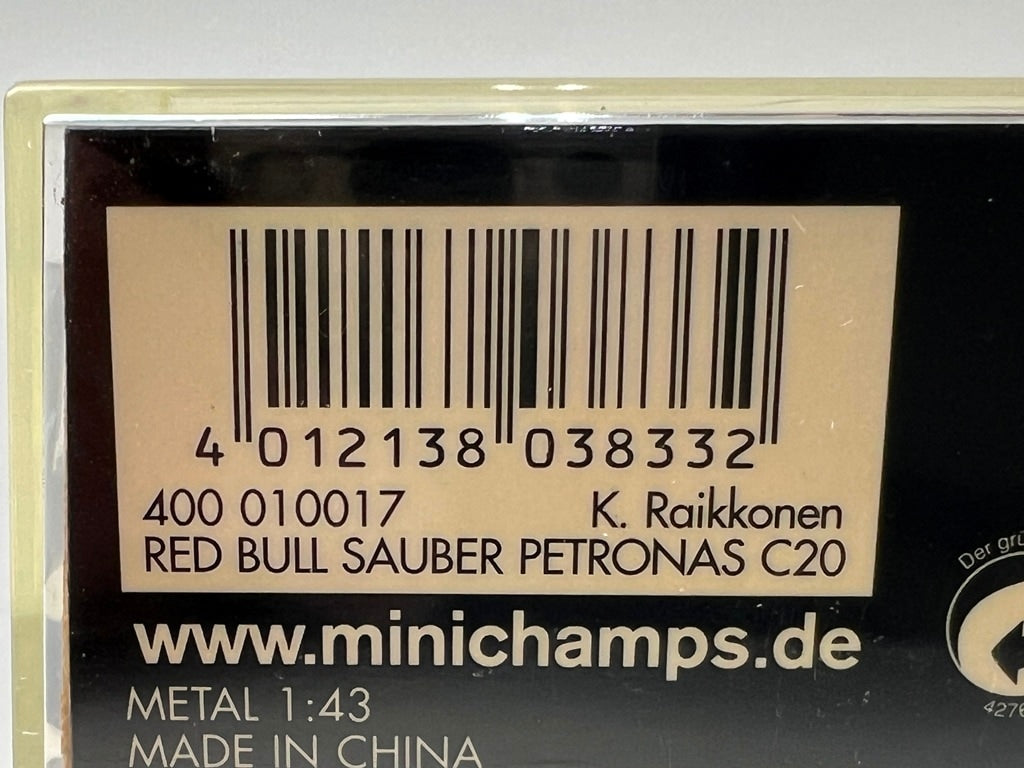 1:43 MINICHAMPS 400010017 Red Bull Sauber Petronas C20 #17 K. Raikkonen model car