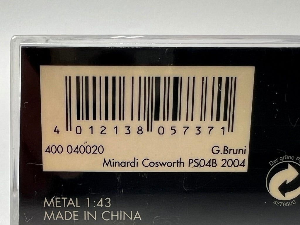 1:43 MINICHAMPS 400040020 Minardi Cosworth PS04B 2004 G. Bruni model car