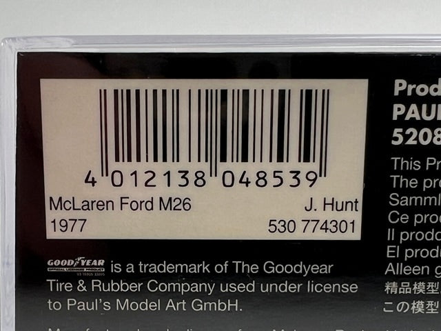 1:43 MINICHAMPS 530774301 McLaren Ford M26 1977 J. Hunt model car