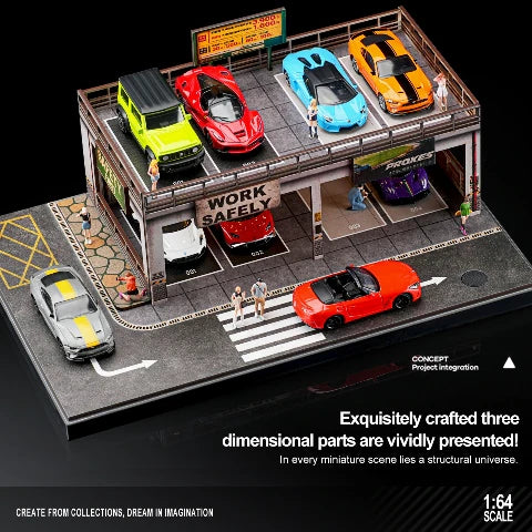 SCJ-82042 収蔵家 Diorama 1:64 Two-Story Parking Lot & Workshop
