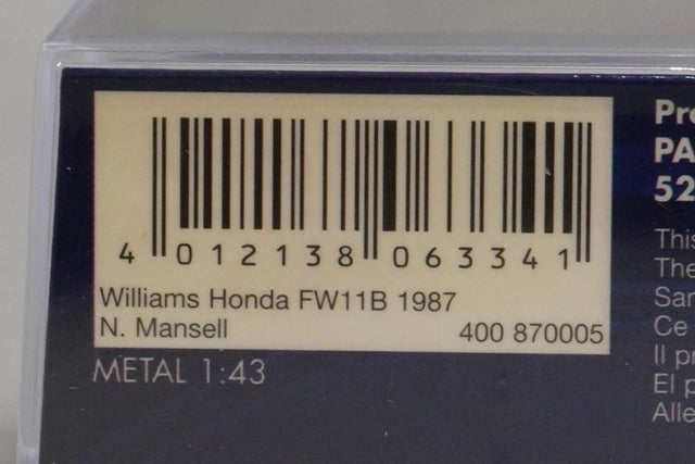 1:43 MINICHAMPS 400870005 Williams Honda FW11B N.Mansell 1987 #5