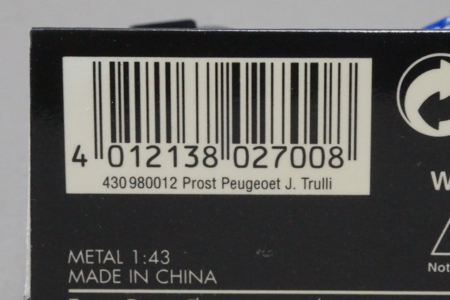 1:43 MINICHAMPS 430980012 Prost Peugeot AP01 J.Trulli #12