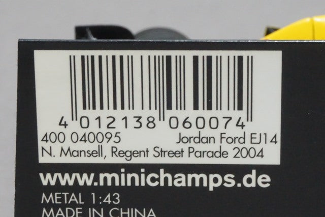 1:43 MINICHAMPS 400040095 Jordan Ford EJ14 Legend Street Parade London 2004 N.Mansell #5
