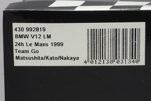 1:43 MINICHAMPS 430992819 BMW V12 LM 24H LM 1999 #19